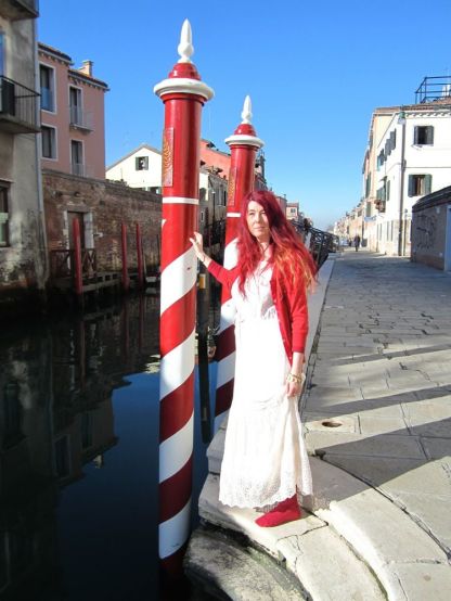 Ruth wearing Evangelina socks in Venice